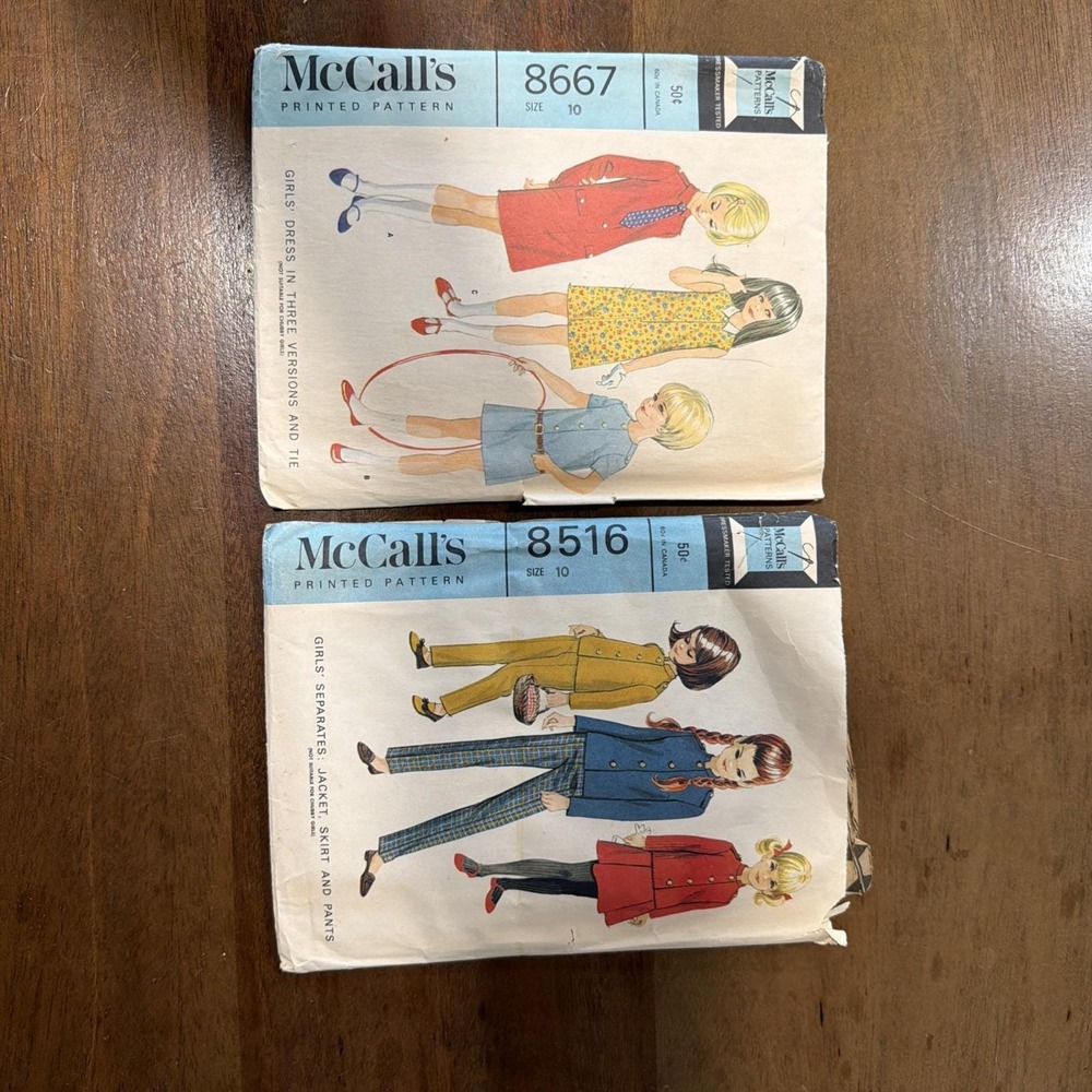 2- Vintage 1960's McCall's Sewing patterns Girls Size 10